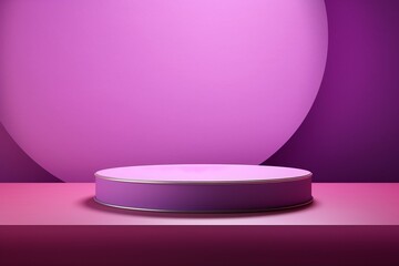 Round Purple Podium on Pink Table with Spotlight for Product Display