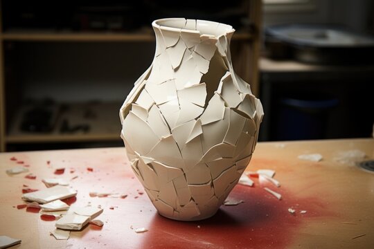 a broken vase glued back together