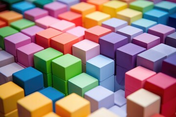 Fototapeta na wymiar multi-colored toy blocks stacked neatly