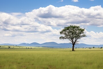 Fototapeta na wymiar a lone tree in an open field