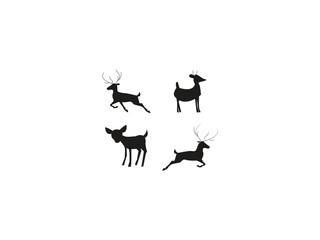 Deer Silhouette Isolated on White Background, deer vector.