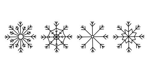 snowflakes christmas winter cold pattern doodle li - obrazy, fototapety, plakaty
