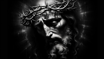 Monochrome Majesty: The Risen Christ's Crown of Thorns