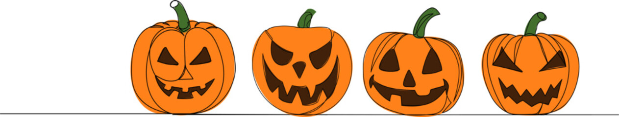 Halloween pumpkins, sketch isolated vector