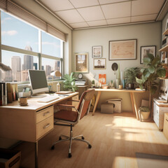 Generative AI,Interior of a modern office. 3d render. Mock up