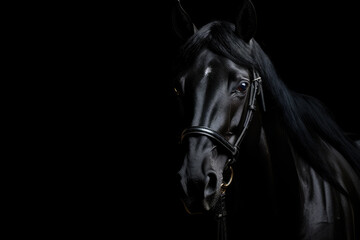 A horse on a black background.