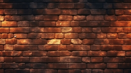 Old brick wall with rough textured in brown color rustic and grunge style dark brick wall background.