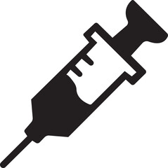 Syringe, Injection icon. Vaccination in trendy fill style design. Medical equipment. Element for vaccination and injections. Symbol treatment isolated on transparent background.