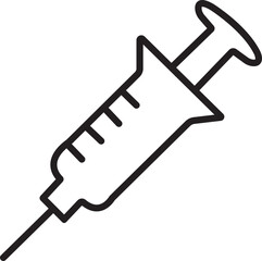 Syringe, Injection icon. Vaccination in trendy linear style with editable stock. Medical equipment. Element for vaccination and injection. Symbol treatment isolated on transparent background.