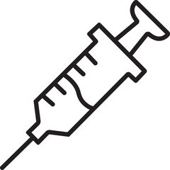 Syringe, Injection icon. Vaccination in trendy linear style with editable stock. Medical equipment. Element for vaccination and injection. Symbol treatment isolated on transparent background.