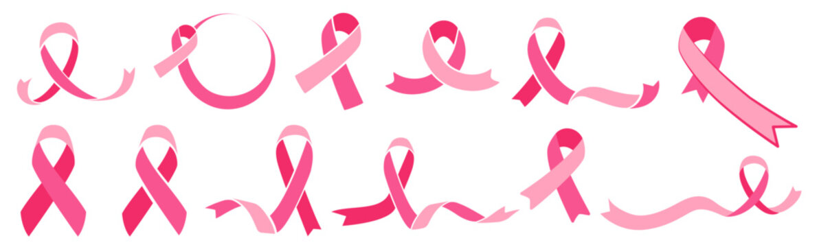 Breast cancer awareness month pink. Illustration vector set