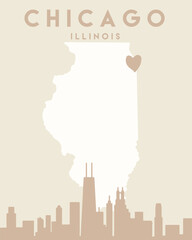 a poster with a photo of chicago in the usa in light colors