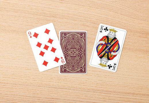 Mockup of three customizable playing cards