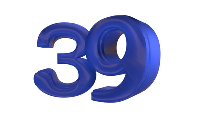 Creative blue 3d number 39