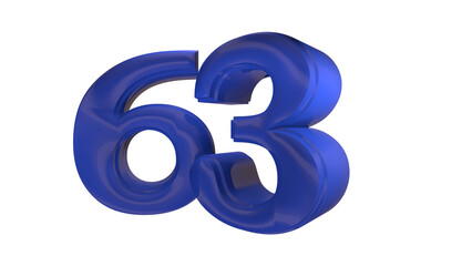 Creative blue 3d number 63