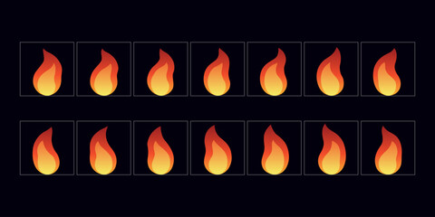 Fire animation FX. Fire animated sprites sheet for cartoon, game, motion graphic. 