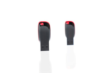 pendrive, pendrive isolated on white background.plastic pendrive red and black mix color