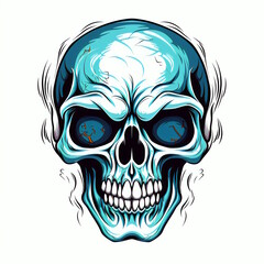Cartoon Skull Logo Isolated on White Background.