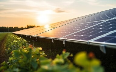 Placas solares en campo fotovoltaico en el sur de europa. 