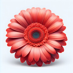 Red garbera daisy on white background