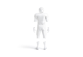 Blank white american football uniform mockup, back view