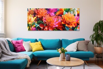 wide angle shot of a large print with vibrant color palette