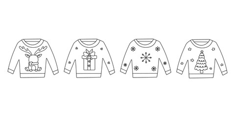 Fototapeta premium sweaters christmas vector style heat elements set