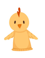 Chicken animal doll puppet for children theater cute soft hand toy vector illustration isolated on white background