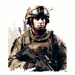 Soldier Isolated on White Background.