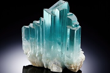 raw aquamarine crystal embedded in its rock matrix