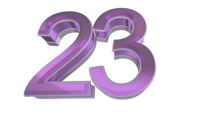 Creative purple 3d number 23