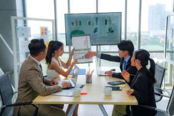 business people working in a meeting, business people working together in office.