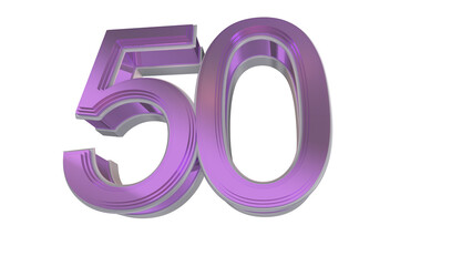 Creative purple 3d number 50