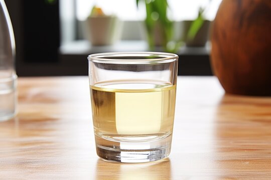 oil pulling solution in a transparent glass