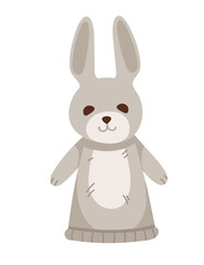 Rabbit animal doll puppet for children theater cute soft hand toy vector illustration isolated on white background
