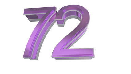 Creative purple 3d number 72