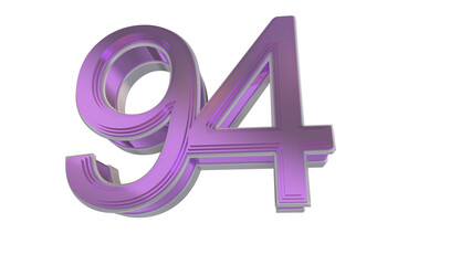 Creative purple 3d number 94