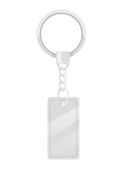Fototapeta premium Steel keychain with ring and chain vector illustration isolated on white background