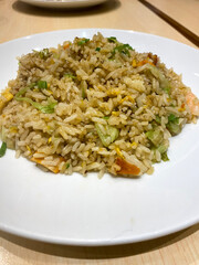 Fried rice on a plate.