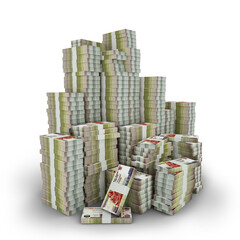 Big stacks of 200 Egyptian pound notes. A lot of money isolated on transparent background. 3d rendering of bundles of arranged cash - obrazy, fototapety, plakaty