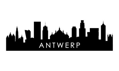 Naklejka premium Antwerp skyline silhouette. Black Antwerp city design isolated on white background.