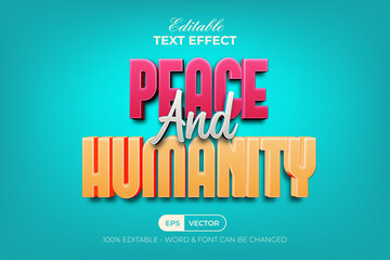 Obraz premium 3D Text Effect Peace And Humanity Style. Editable Text Effect.
