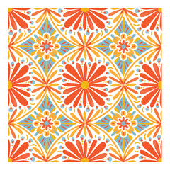 Fototapeta premium Orange seamless pattern for ceramic tiles, vector flat illustration. Vector illustration
