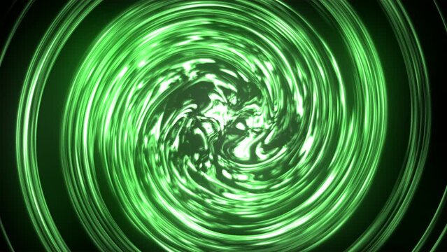 Futuristic spiral motion of green elements, abstract glowing movement,.