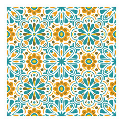 Fototapeta na wymiar Autumn seamless pattern for ceramic tiles, vector flat illustration. Vector illustration