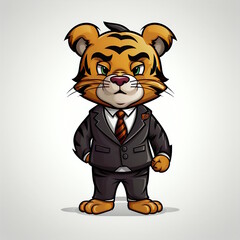 Tiger in Formal Business Suit Isolated on White Background.