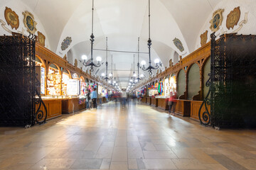 Inside Cloth hall in Cracow, Poland old town