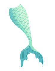 Mermaid tail for costume or cosplay turquoise color vector illustration isolated on white background