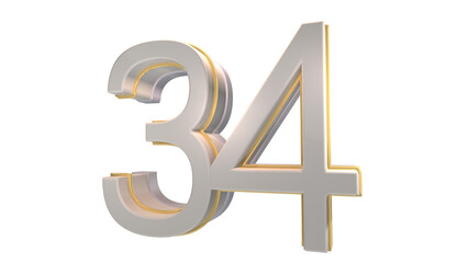 Creative white 3d number 34