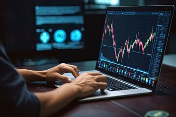 Investment theme stockmarket and finance business analysis stockmarket with digital tablet. Stock exchange, banking, finance, investment, financial trading concept. Smart banking with technology